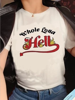 sunfiz YF Summer Tops for Women Whole Lotta Hell Printed T Shirt Short Sleeve Top Hell Print Short Cropped Feminino White Top
sunfiz YF Summer Tops for Women Whole Lotta Hell Printed T Shirt Short Sleeve Top Hell Print Short Cropped Feminino White Top