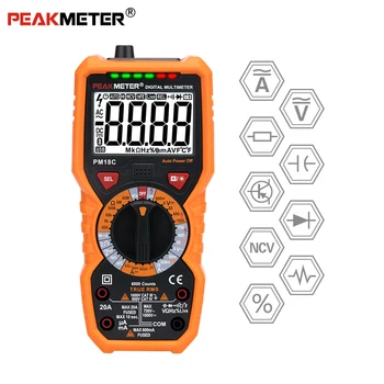 Digital Multimeter PEAKMETER PM18C True RMS AC/DC Voltage Resistance Meter PM890D Capacitance Frequency Temperature NCV Tester
Digital Multimeter PEAKMETER PM18C True RMS AC/DC Voltage Resistance Meter PM890D Capacitance Frequency Temperature NCV Tester