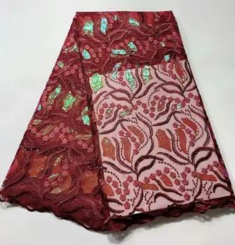 Wine Sequined Embroidered Net Lace Fabrics for Classical Design African Guinea Sequins Wedding Mesh Prom Dresses Sewing Fabircs
Wine Sequined Embroidered Net Lace Fabrics for Classical Design African Guinea Sequins Wedding Mesh Prom Dresses Sewing Fabircs