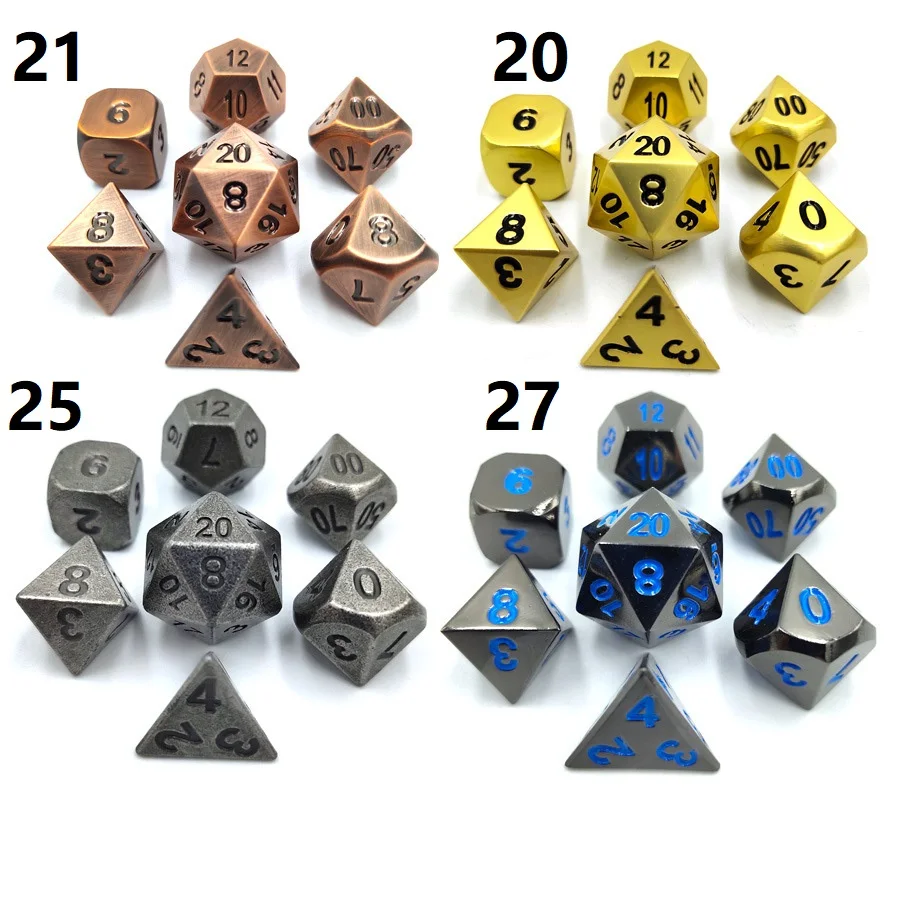 7pcs/Set dnd dice set upscale metal polyhedral dice dados rpg rol d6 d4 d8 d10 d12 d20
7pcs/Set dnd dice set upscale metal polyhedral dice dados rpg rol d6 d4 d8 d10 d12 d20