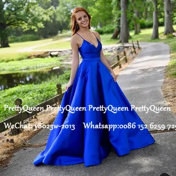 Sexy Spaghetti Strap A Line Prom Dresses 2020 Royal Blue Satin Long Lace Up Back Evening Dress Gowns Vestido De Festa
Sexy Spaghetti Strap A Line Prom Dresses 2020 Royal Blue Satin Long Lace Up Back Evening Dress Gowns Vestido De Festa