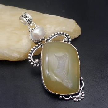 Vintage Natural Druzy Silver Color Charms Necklace Pendants VC75 
Vintage Natural Druzy Silver Color Charms Necklace Pendants VC75