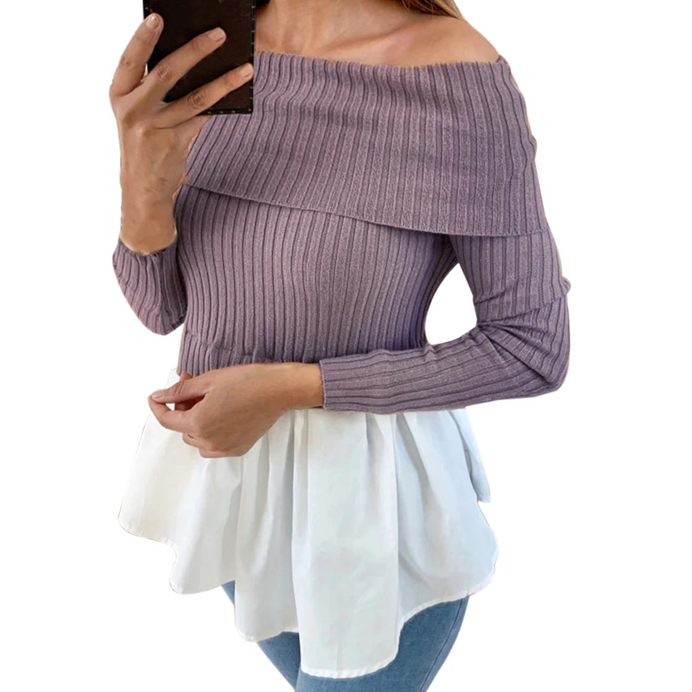 2019 New Autumn Sexy Women Sweater Patchwork Solid Color Matching Slash Neck Sweater Fake Two Piece Off Shoulder Knitting Tops
2019 New Autumn Sexy Women Sweater Patchwork Solid Color Matching Slash Neck Sweater Fake Two Piece Off Shoulder Knitting Tops