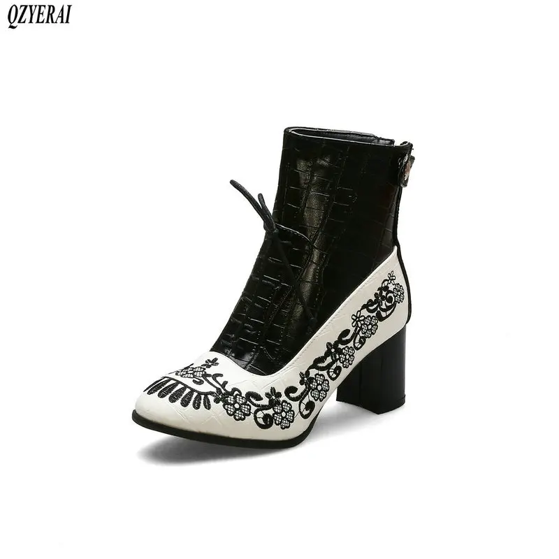 Retro Women Boots Embroider Ethnic Ankle Boot Lace Up Pointed Toe Flat Heel Shoes Warm Cowboy Botas Mujer Dropship
Retro Women Boots Embroider Ethnic Ankle Boot Lace Up Pointed Toe Flat Heel Shoes Warm Cowboy Botas Mujer Dropship