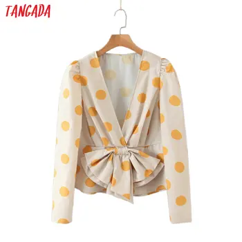 Tangada women retro dots print crop blouse bow long sleeve 2020 new arrival chic female v neck shirt tops SL221
Tangada women retro dots print crop blouse bow long sleeve 2020 new arrival chic female v neck shirt tops SL221