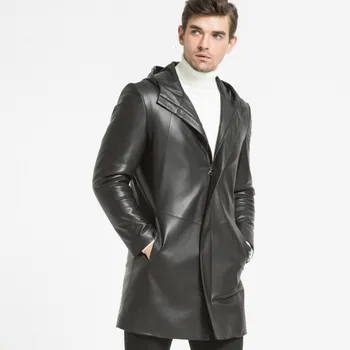 Luxury Man Genuine Leather Down Jacket Winter Handsome Zip Moto Leather Coat Long Fall Men Sheepskin Coats Hooded Outerwear Male 
Luxury Man Genuine Leather Down Jacket Winter Handsome Zip Moto Leather Coat Long Fall Men Sheepskin Coats Hooded Outerwear Male