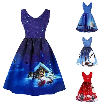 Plus Size Woman Dress Santa Christmas Retro Xmas Printed V-Neck Sleeveless Cocktail Evening Party Dress Sexy Women Clothing
Plus Size Woman Dress Santa Christmas Retro Xmas Printed V-Neck Sleeveless Cocktail Evening Party Dress Sexy Women Clothing