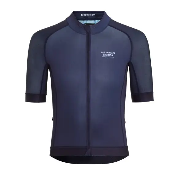 front-side-of-aerodynamic-cycling-jersey-in-graphite-color.-pas-normal-studios-logo-in-white-print-on-left-chest.-_580w