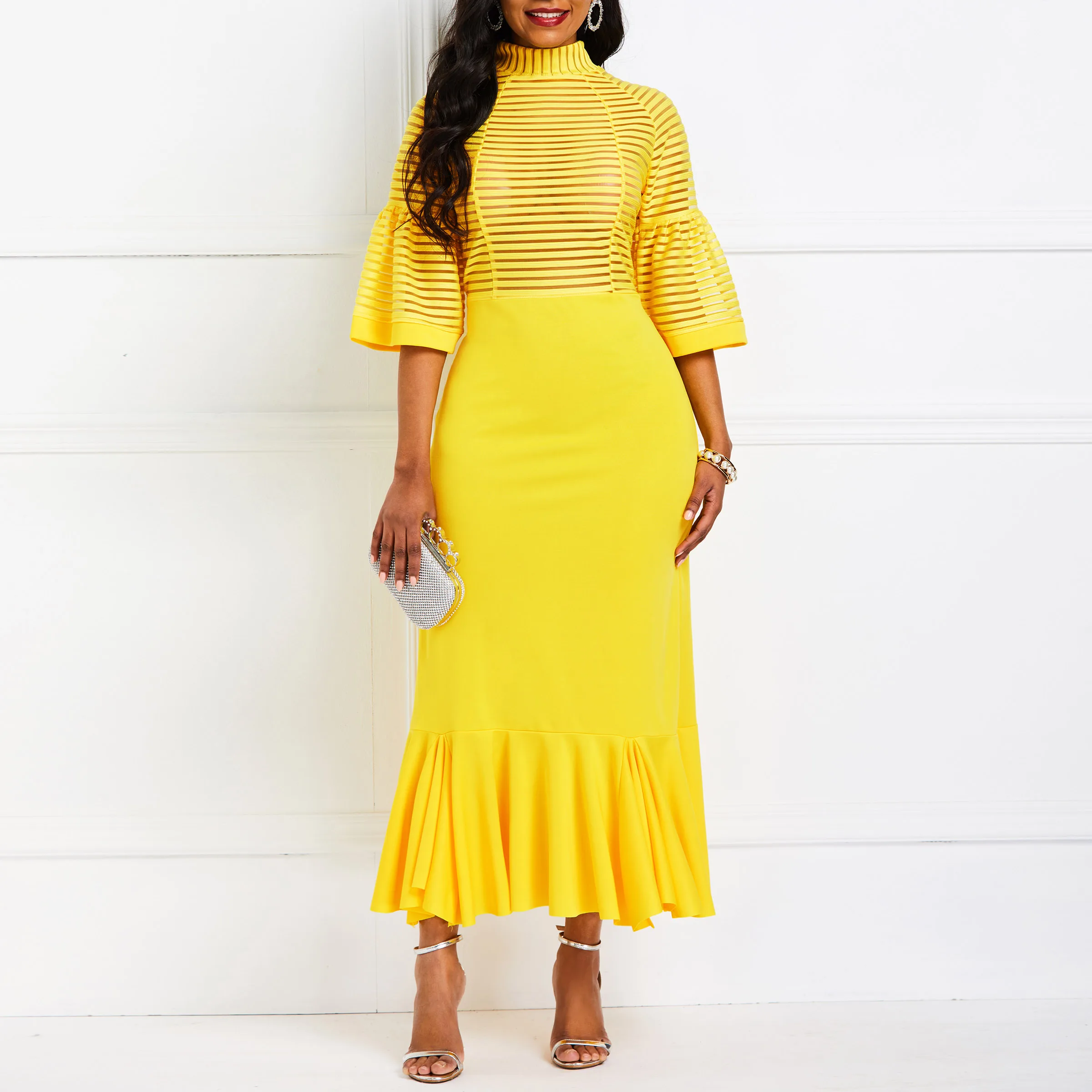 African Fashion Mid-Calf Patchwork Half Sleeve Pullover Mermaid Dresses Office Lady Sexy Elegant Retro Chic 2019 Women Hot Sale
African Fashion Mid-Calf Patchwork Half Sleeve Pullover Mermaid Dresses Office Lady Sexy Elegant Retro Chic 2019 Women Hot Sale