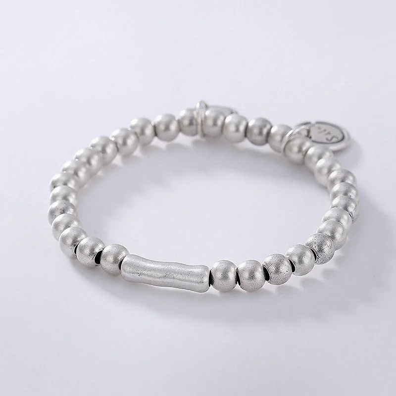 One Deer Silver S999 Pure Silver Retro Korean-style Cool round Beads Simple Retro Origional Women's Silver Bracelet Bracelets Br
One Deer Silver S999 Pure Silver Retro Korean-style Cool round Beads Simple Retro Origional Women's Silver Bracelet Bracelets Br