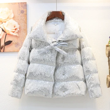 2020 Winter Sequins Down Cotton Jacket Coat Women Korean Fashion Loose Thick Warm White Down Padded Parka Female Short Outerwear
2020 Winter Sequins Down Cotton Jacket Coat Women Korean Fashion Loose Thick Warm White Down Padded Parka Female Short Outerwear