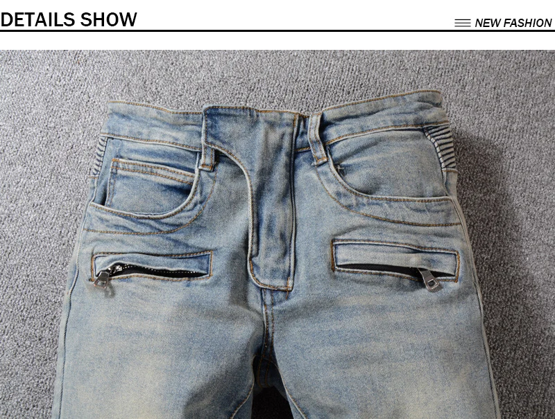 European High Street Fashion Men Jeans Slim Fit Retro Yellow Blue Hip Hop Denim Pants Hombre American Streetwear Biker Jeans Men European High Street Fashion Men Jeans Slim Fit Retro Yellow Blue Hip Hop Denim Pants Hombre American Streetwear Biker Jeans Men