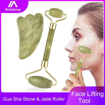 Jade Roller Massager for face with Gua Sha Stone Quartz Roller Set rose natural Scraper Facial Lifting Tool Sha Board Skin Care
Jade Roller Massager for face with Gua Sha Stone Quartz Roller Set rose natural Scraper Facial Lifting Tool Sha Board Skin Care