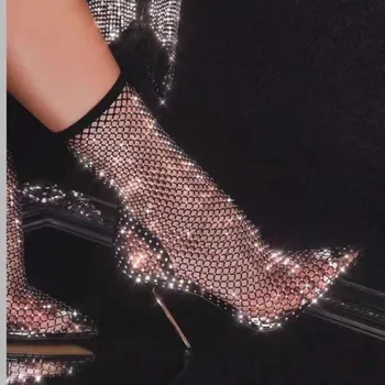 Summer Sexy Rhinestone Over-the-knee Boots Women Mesh Sandal Boots Ladies Pointed Toe High Heels Fashion Design Sock Boots 
Summer Sexy Rhinestone Over-the-knee Boots Women Mesh Sandal Boots Ladies Pointed Toe High Heels Fashion Design Sock Boots