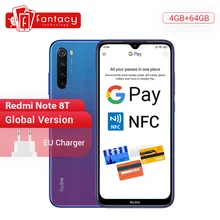 Новая глобальная версия Redmi Note 8 T 8 T 4 Гб ОЗУ 64 Гб ПЗУ Восьмиядерный процессор Snapdragon 665 48 МП четырехъядерный телефон 6,3 дюйма FHD + дисплей 18 Вт NFC(China)