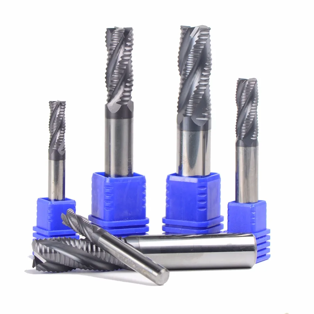 D8*60 Wave edge End mill 4Flute Alloy Rough skin milling cutter For Steel 3Pcs