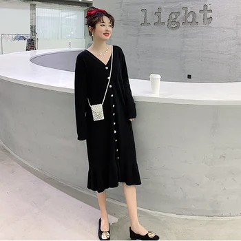 5535# Autumn Winter Knitted Maternity Long Dress V Neck Straight Loose Clothes for Pregnant Women Plus Size Pregnancy Clothing
5535# Autumn Winter Knitted Maternity Long Dress V Neck Straight Loose Clothes for Pregnant Women Plus Size Pregnancy Clothing