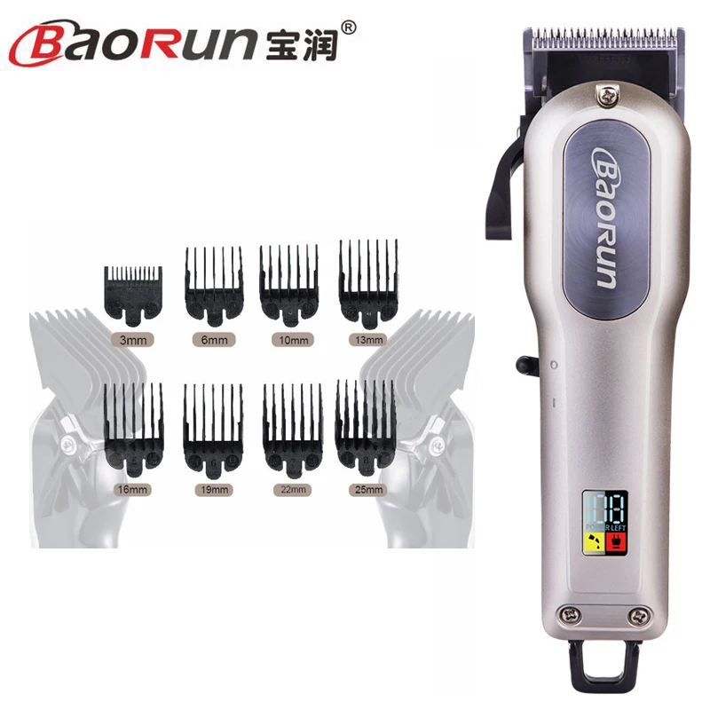 Фото Rechargeable Electric Clipper Steel Cutter Professional Hair for Men Adjustable Salon Cordless Trimmer 8pcs Nozzles | Бытовая техника