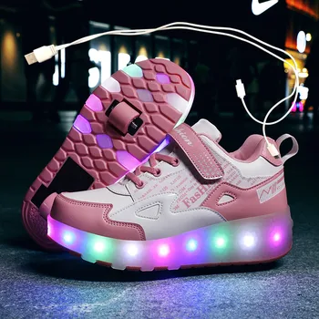 Eur27-43 Two Sneakers With Wheels USB Charging Glowing Led Light up 2020 Roller Skate Wheels Shoes for boys&girls Slippers
Eur27-43 Two Sneakers With Wheels USB Charging Glowing Led Light up 2020 Roller Skate Wheels Shoes for boys&girls Slippers