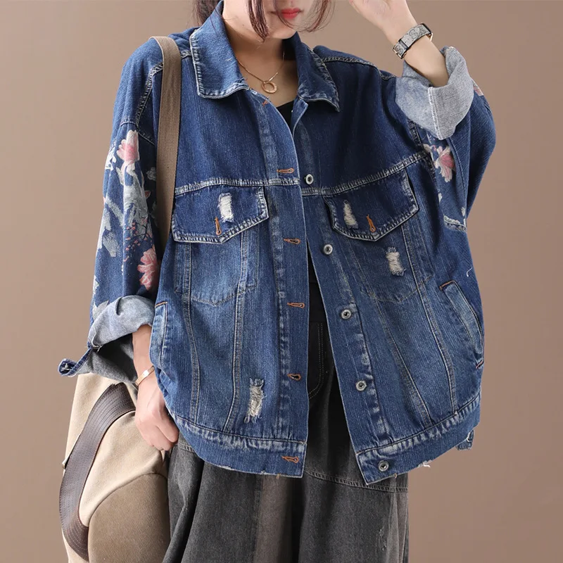 Women Autumn Denim Jackets Women Loose Denim Coat Outerwear 2019 Female Tops Cardigan Print Casual Denim jackets Overcoat Cute
Women Autumn Denim Jackets Women Loose Denim Coat Outerwear 2019 Female Tops Cardigan Print Casual Denim jackets Overcoat Cute