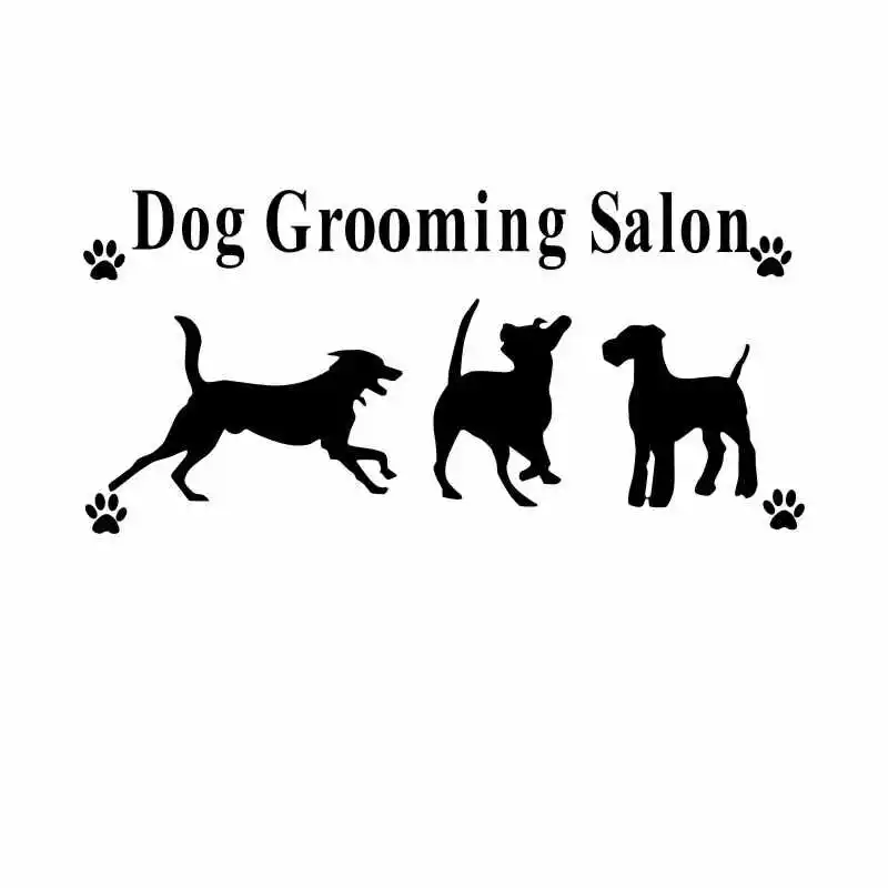 DCTAL Pet Shop Vinyl Wall Decal Dog Grooming Salon Sign Mural Art Wall Sticker Pet Salon Pet Shop Window Glass Room Decoration