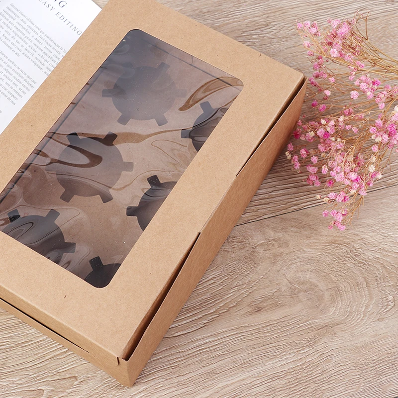 1 шт. бумажная упаковка для печенья коробка торта с пластиковым ПВХ окном конфет