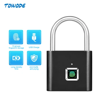 Towode 1pc intelligent USB rechargeable door lock fingerprint padlock for bag quick unlock fingerprint cabinet lock
Towode 1pc intelligent USB rechargeable door lock fingerprint padlock for bag quick unlock fingerprint cabinet lock