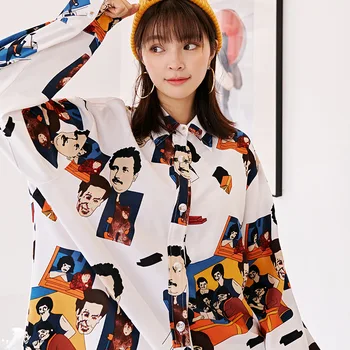 Fashion new Arrival Women Cartoon Character Print Long Sleeve White Shirt Turn-Down Collar Chiffon Blouse Chic Top BY98
Fashion new Arrival Women Cartoon Character Print Long Sleeve White Shirt Turn-Down Collar Chiffon Blouse Chic Top BY98