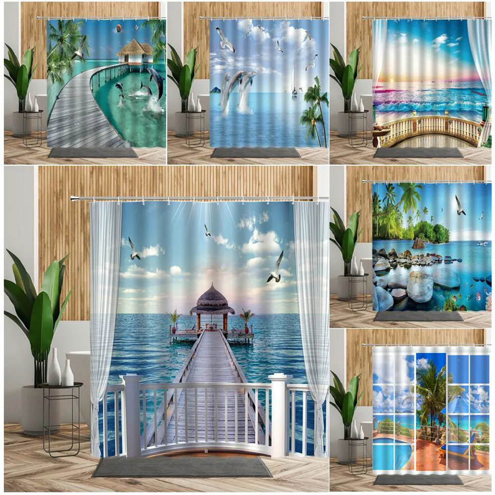 Beach Natural Scenery Shower Curtain Wooden Bridge Window Seagull Dolphin Home Decoration Background Waterproof Bathtub Screen
Beach Natural Scenery Shower Curtain Wooden Bridge Window Seagull Dolphin Home Decoration Background Waterproof Bathtub Screen