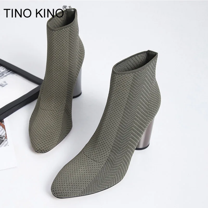 TINO KINO Women Stretch Knitting Ankle Boots Autumn Metal Round Heel Female Slip On Fashion Pumps Elegant Ladies Shoes Comfort
TINO KINO Women Stretch Knitting Ankle Boots Autumn Metal Round Heel Female Slip On Fashion Pumps Elegant Ladies Shoes Comfort