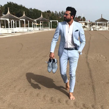 Light Blue Summer Beach Wedding Mens Suits Slim Fit Groom Wear Tuxedos 2 Pcs (Jacket+Pants) Bridegroom Costume Homme Blazer
Light Blue Summer Beach Wedding Mens Suits Slim Fit Groom Wear Tuxedos 2 Pcs (Jacket+Pants) Bridegroom Costume Homme Blazer