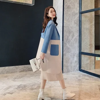 2019 Autumn Winter Wool Coat Female Mid-Long New Wild Korean Temperament Color Matching Women's Woolen Coat Winter Jacket W1478
2019 Autumn Winter Wool Coat Female Mid-Long New Wild Korean Temperament Color Matching Women's Woolen Coat Winter Jacket W1478
