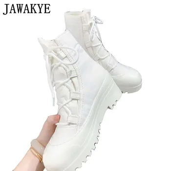 White Black Nylon Snow Boots Women's Winter Runway Padded Platform Boots Casual Round Toe Lace Up Motorcycle Boots
White Black Nylon Snow Boots Women's Winter Runway Padded Platform Boots Casual Round Toe Lace Up Motorcycle Boots