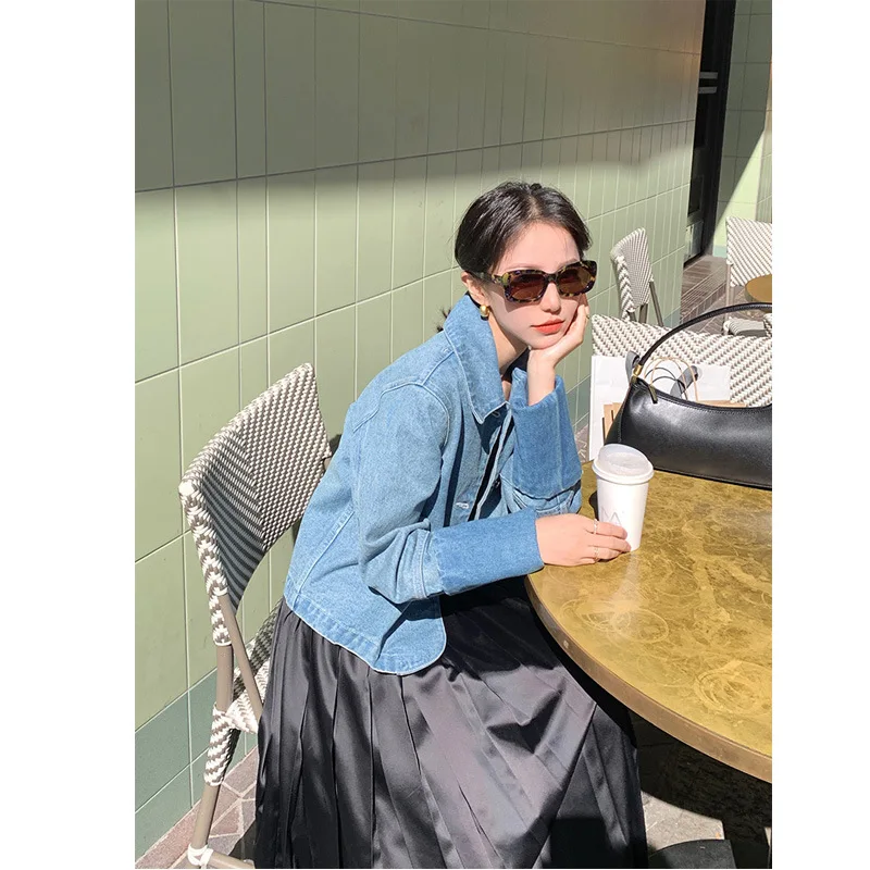 Have Real Object Figure Jeans Coat Women's 2019 New Style Fashion Spring And Autumn Slim Fit Short-height Versatile Denim Top
Have Real Object Figure Jeans Coat Women's 2019 New Style Fashion Spring And Autumn Slim Fit Short-height Versatile Denim Top