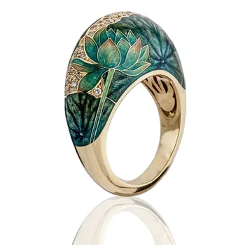 Creative Classical Temperament Green Lotus Pattern Ring for Women Wedding Party Cocktail Anniversary Jewelry Gifts 
Creative Classical Temperament Green Lotus Pattern Ring for Women Wedding Party Cocktail Anniversary Jewelry Gifts