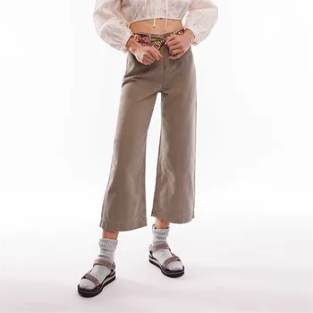 Spring Autumn Fashion Solid Color High Waist SML Gray-green Woman Casual Straight Pants Lady Calf-length Trousers Capri Pants 
Spring Autumn Fashion Solid Color High Waist SML Gray-green Woman Casual Straight Pants Lady Calf-length Trousers Capri Pants