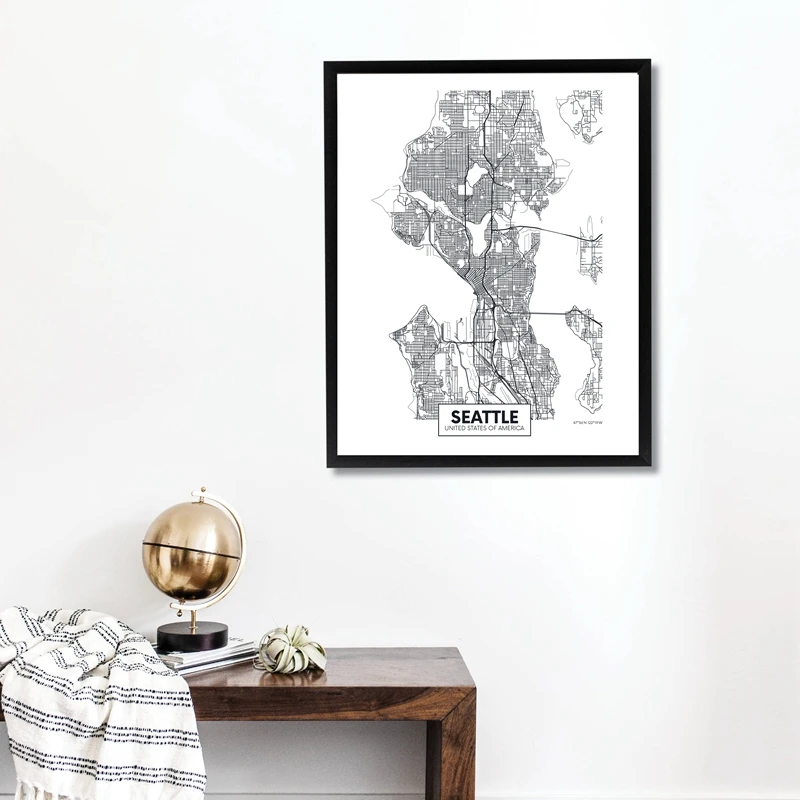 City map Seattle Print