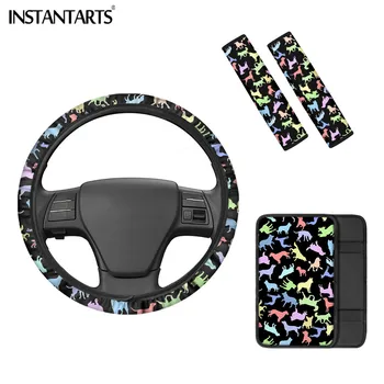INSTANTARTS Steering Wheel Cover 4pcs Animal Print Cartoon Dog Car Accessories Interior for Most Car Washable Armrest Box Covers
INSTANTARTS Steering Wheel Cover 4pcs Animal Print Cartoon Dog Car Accessories Interior for Most Car Washable Armrest Box Covers
