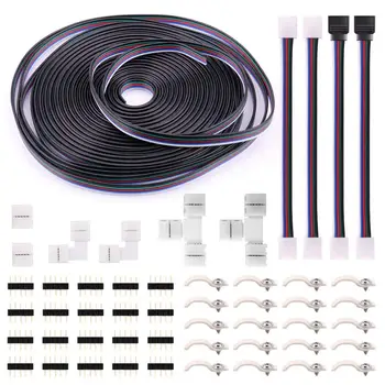 5Pin RGBW LED Strip Connector Kit - includes 16.4FT 5 Pin RGBW Wire Extension, 2x T Shape Connector, 2x LED Strip Jumper
5Pin RGBW LED Strip Connector Kit - includes 16.4FT 5 Pin RGBW Wire Extension, 2x T Shape Connector, 2x LED Strip Jumper