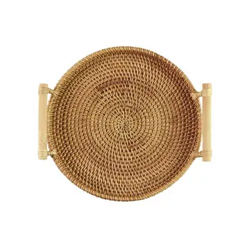 Round Rattan Storage Tray Basket with Handle Hand-Woven Bread Fruit Food Display
Round Rattan Storage Tray Basket with Handle Hand-Woven Bread Fruit Food Display