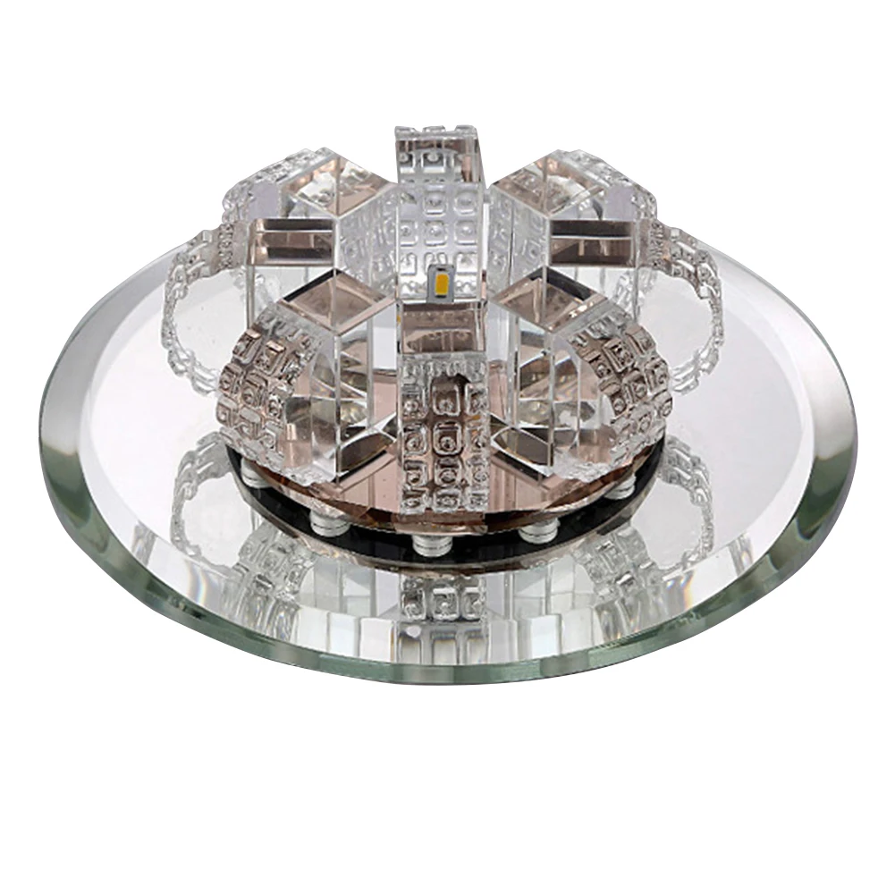 3W LED Crystal Living Room Home Decor Hallway Ceiling Light Modern Atmosphere Lamp Chandelier Pendent Mirror Dimmable Round