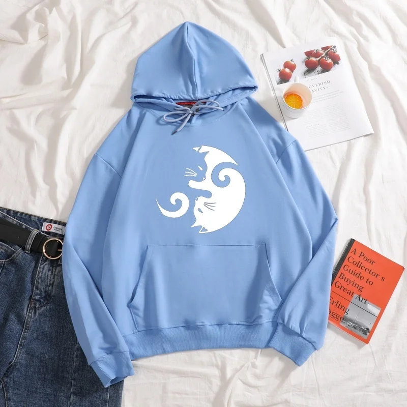 2021 Black white cat print Hoodies women autumn sweatershirt Harajuku Aesthetics graphics Long Sleeve plus size Casual Hoodies 
2021 Black white cat print Hoodies women autumn sweatershirt Harajuku Aesthetics graphics Long Sleeve plus size Casual Hoodies