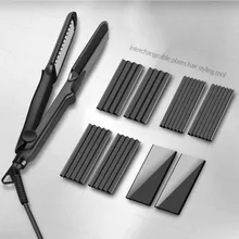 

Electric 4 In 1 Interchangeable Fast Heat Hair Straightener Corn Wave Plate Hair Crimper Large To Small Waver Corrugated Iron