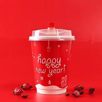 50pcs High quality thickening double layer hot drink paper cups 16oz 12oz red Christams new year disposable coffee cup with lid
50pcs High quality thickening double layer hot drink paper cups 16oz 12oz red Christams new year disposable coffee cup with lid