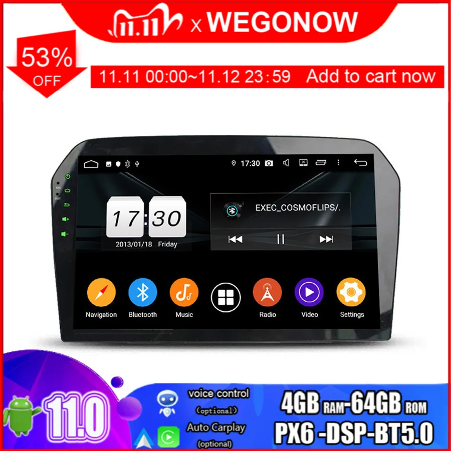 Автомобильный мультимедийный плеер PX6 IPS Android 11 0 4 Гб ОЗУ 8 ядер 64 ПЗУ GPS карта RDS