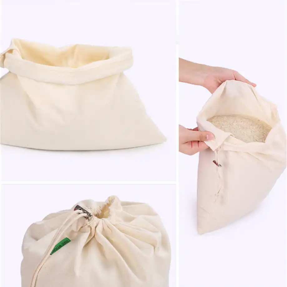 cotton bag drawstring shopping bags 3 sizes for bulk goods tote