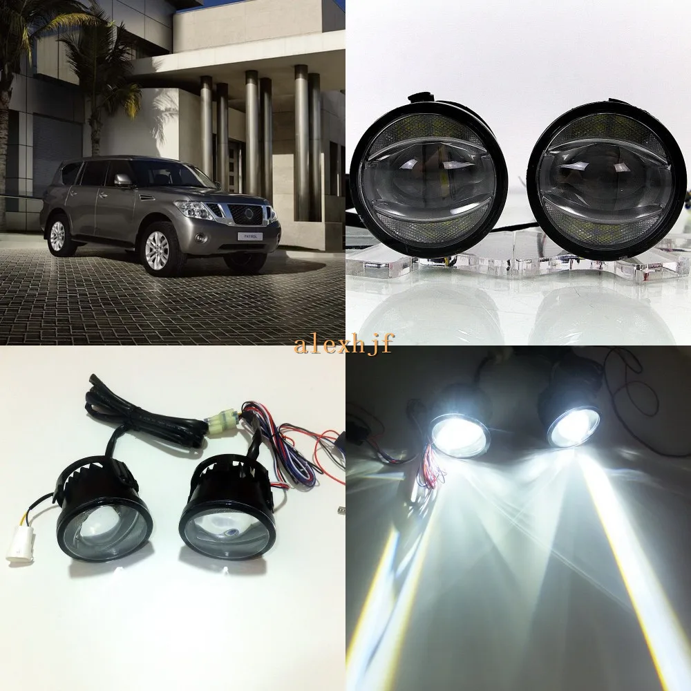 

July King 1600LM 24W 6000K Car LED Q5 Lens Fog Lamp + 1000LM 14W Day Running Lights DRL Case for Nissan Patrol Y62 2011-2019