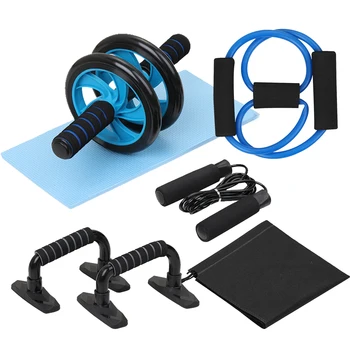 5 In 1 Spring Exerciser AB Wheel Roller Kit Body Building Muscle Strength Trainer Jump Rope Knee Pad For Home Fitness Equipment
5 In 1 Spring Exerciser AB Wheel Roller Kit Body Building Muscle Strength Trainer Jump Rope Knee Pad For Home Fitness Equipment