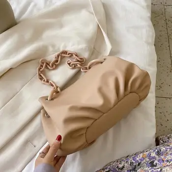 2020 New Summer Solid Thick Chain One-Shoulder Underarm Bag Women's Western Style Pleated Cloud Cross-Body Baguette Bag
2020 New Summer Solid Thick Chain One-Shoulder Underarm Bag Women's Western Style Pleated Cloud Cross-Body Baguette Bag