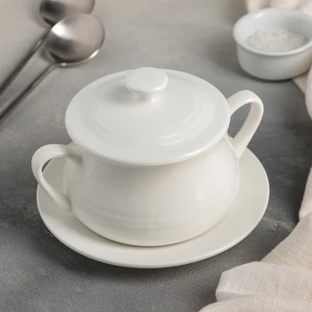 Bouillonnice "Elegy", 450 ml, 15.5 × 9.5 cm, complete with saucer 15.5 × 2 cm, white
Bouillonnice "Elegy", 450 ml, 15.5 × 9.5 cm, complete with saucer 15.5 × 2 cm, white